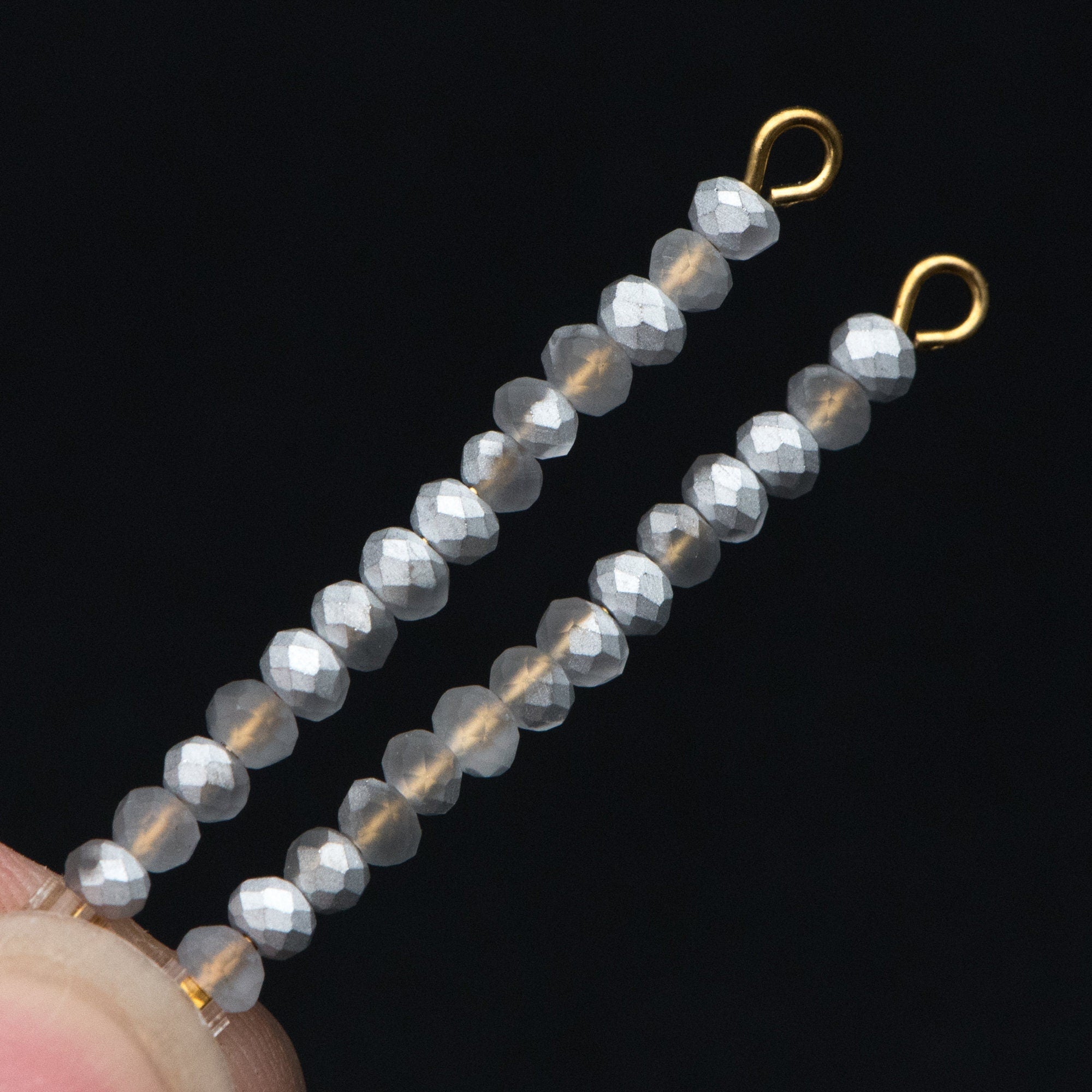Crystal Glass Rondelle Faceted Tiny beads 3mm, Half Silver Matte (#BZ99-4) (A set of 190 beads)